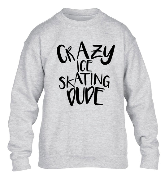 Crazy ice skating dude children's grey sweater 12-14 Years