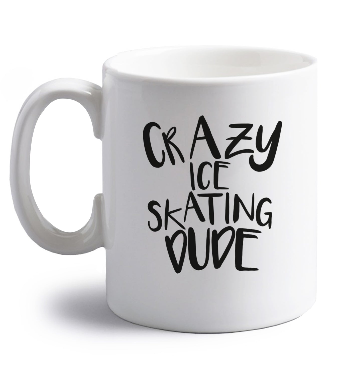 Crazy ice skating dude right handed white ceramic mug 