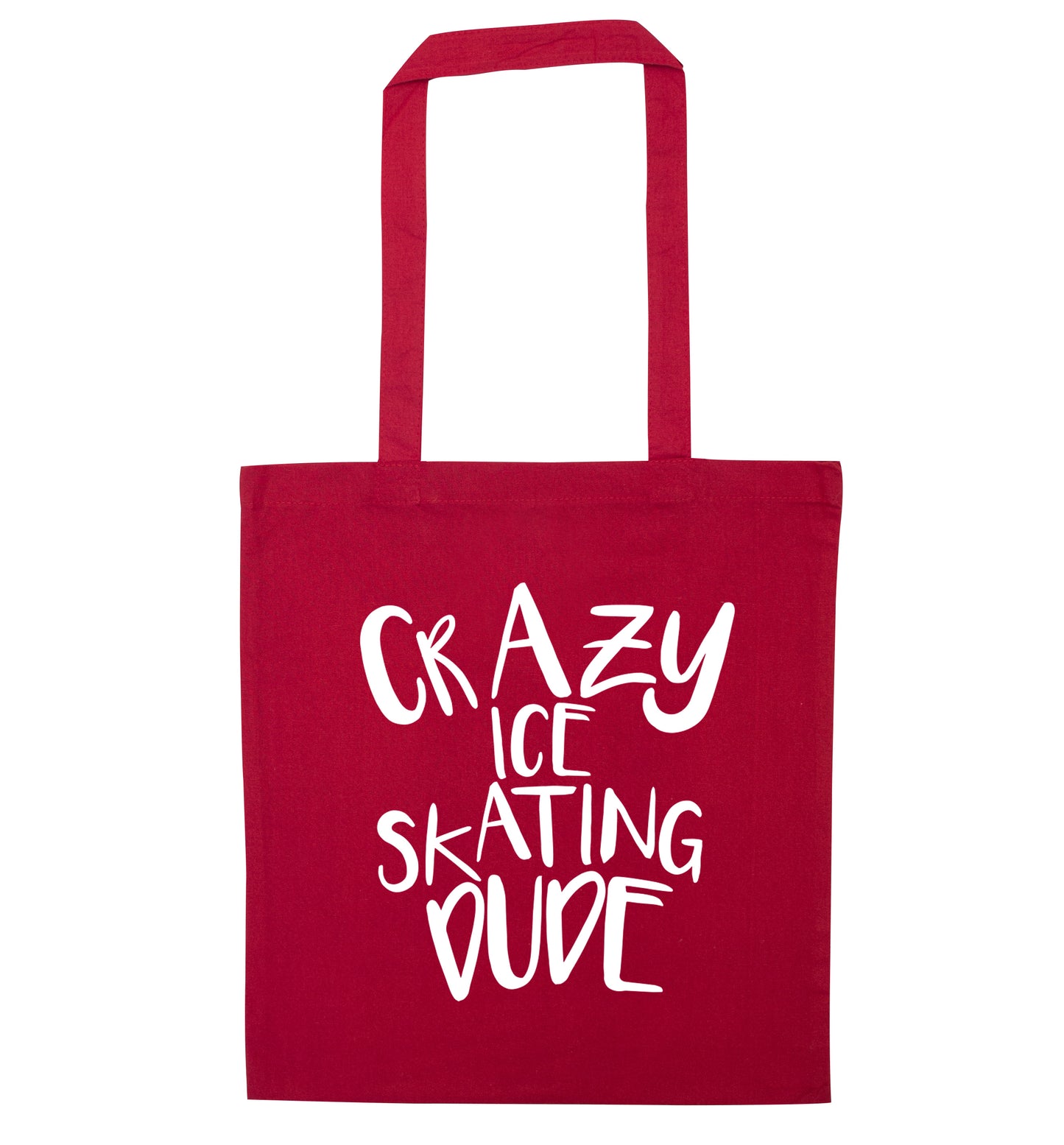 Crazy ice skating dude red tote bag