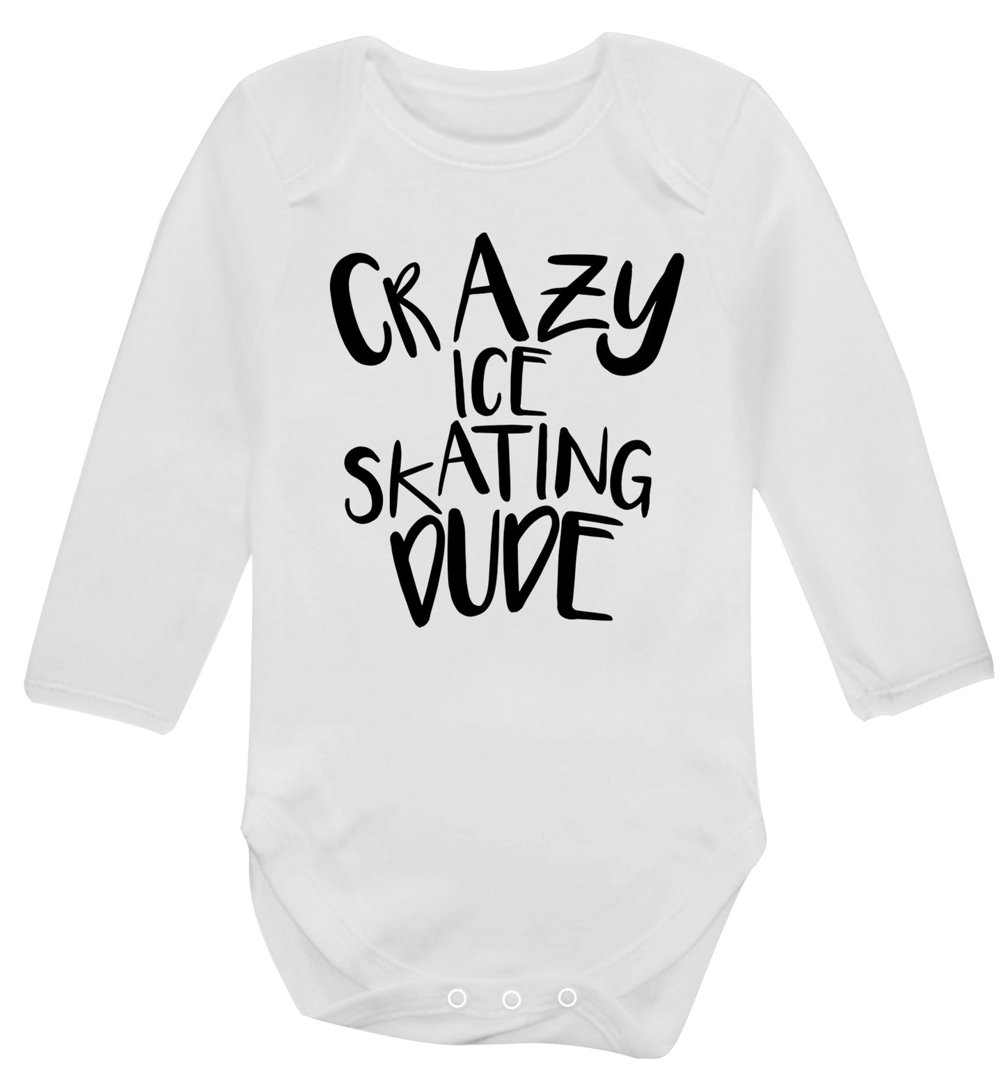 Crazy ice skating dude Baby Vest long sleeved white 6-12 months