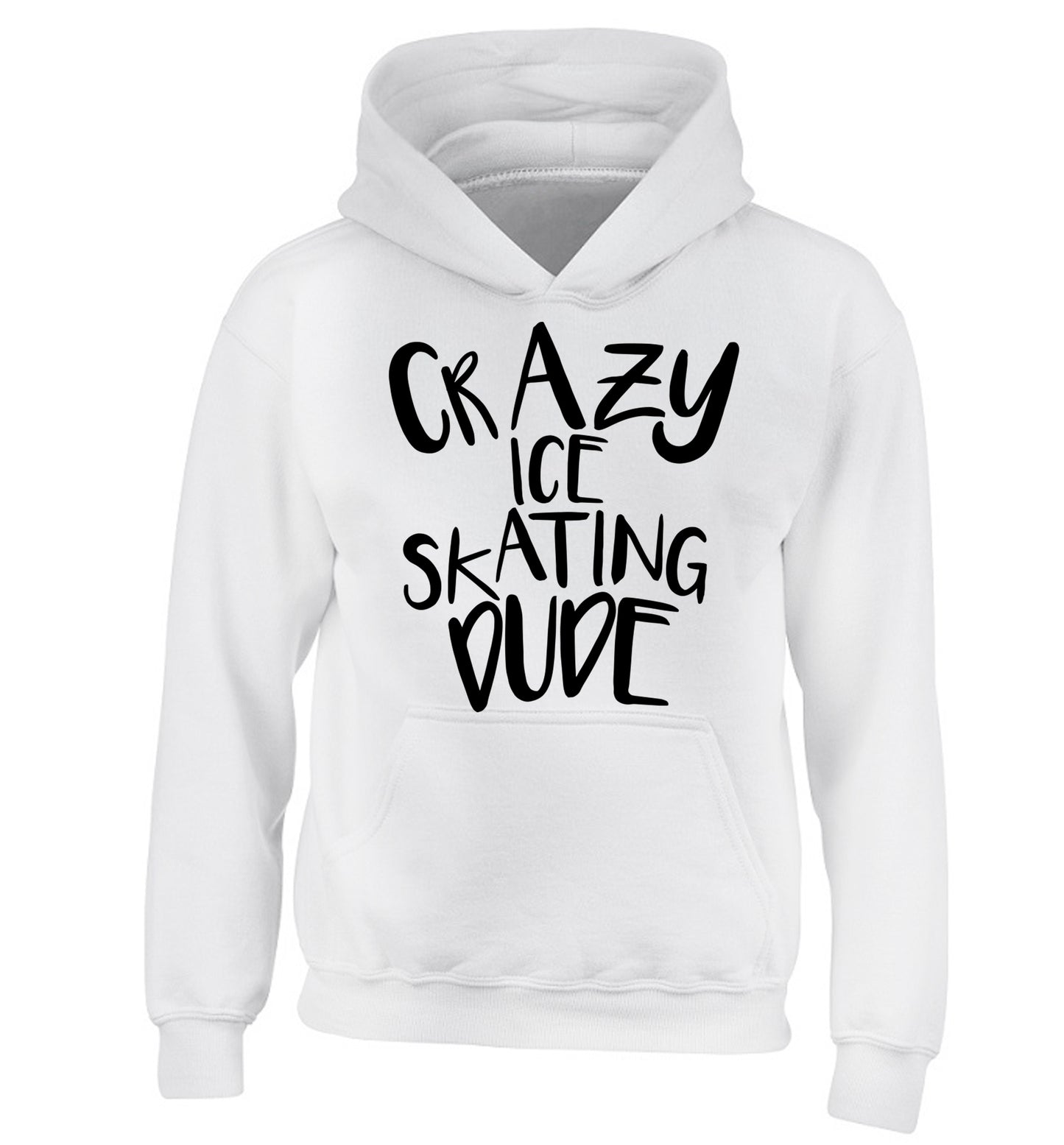 Crazy ice skating dude children's white hoodie 12-14 Years