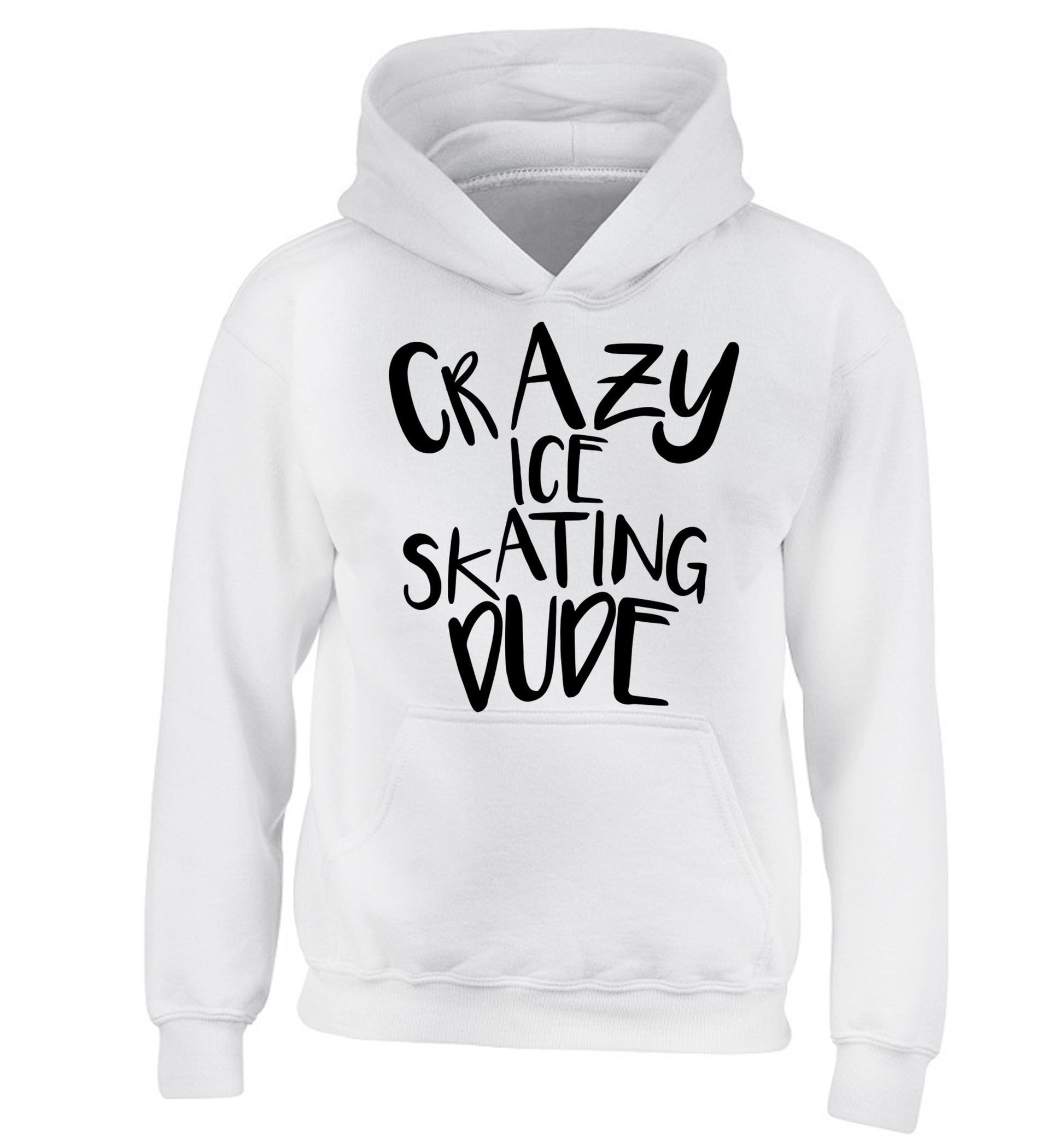 Crazy ice skating dude children's white hoodie 12-14 Years