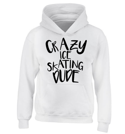 Crazy ice skating dude children's white hoodie 12-14 Years