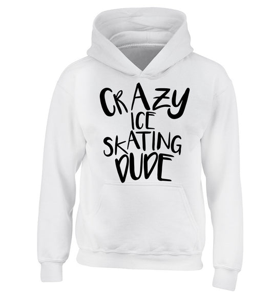Crazy ice skating dude children's white hoodie 12-14 Years