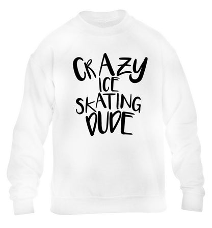 Crazy ice skating dude children's white sweater 12-14 Years