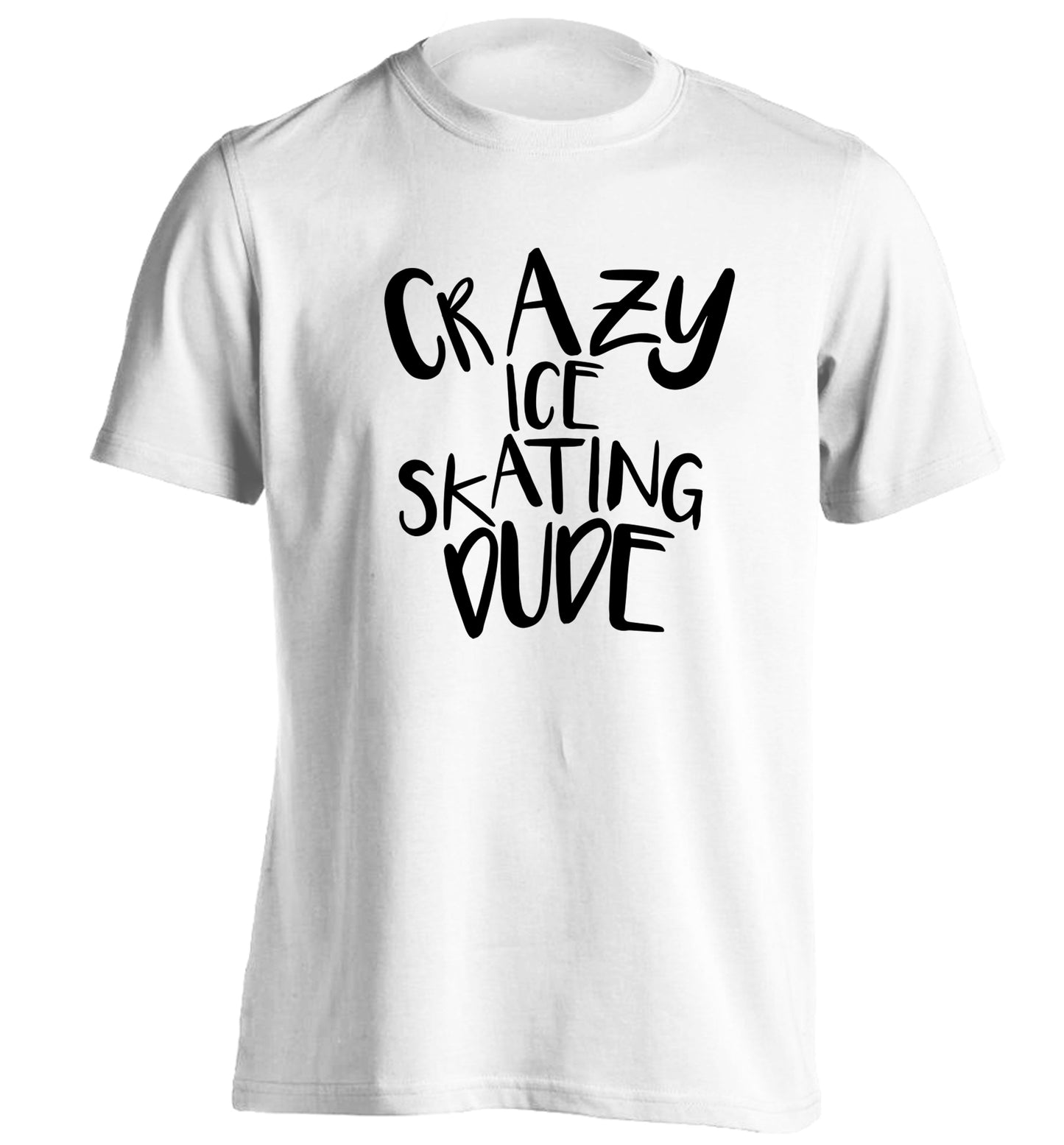 Crazy ice skating dude adults unisexwhite Tshirt 2XL