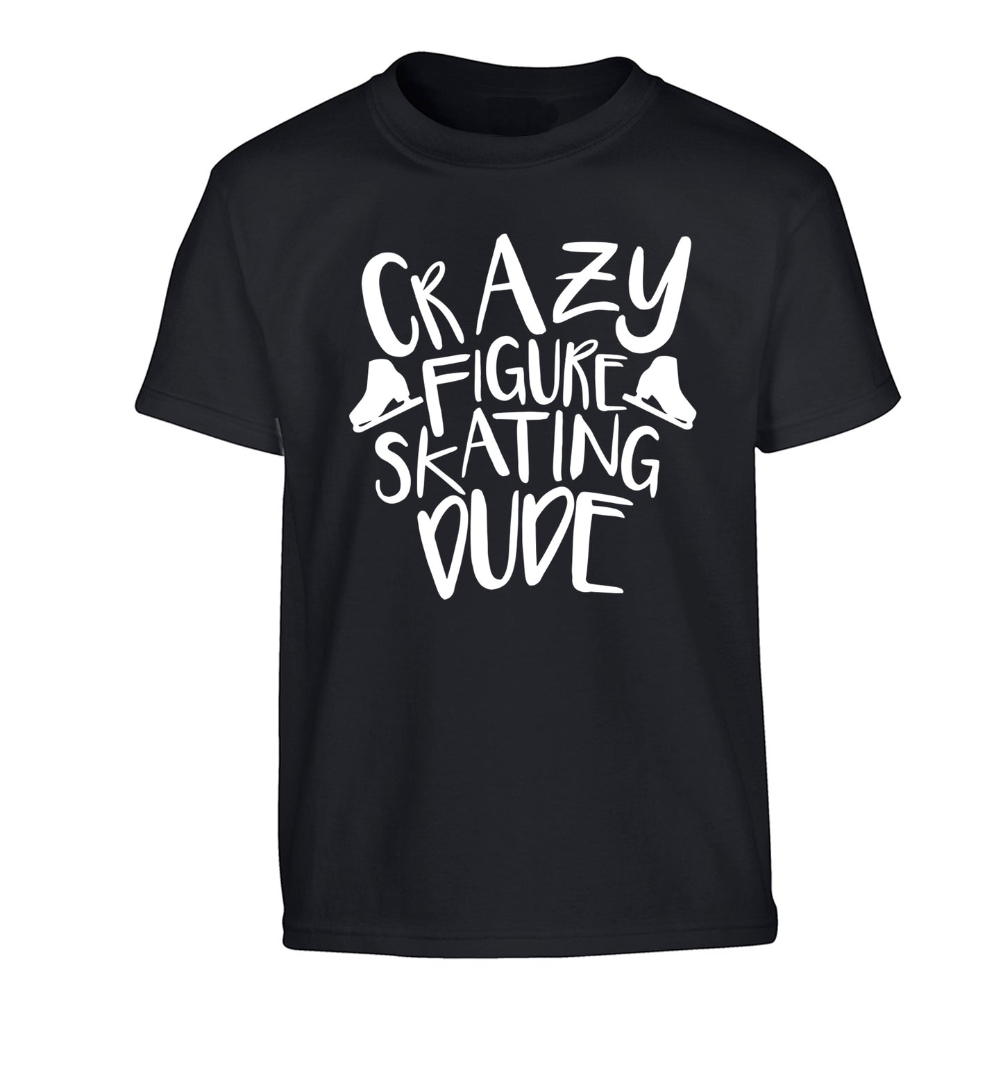 Crazy figure skating dude Children's black Tshirt 12-14 Years