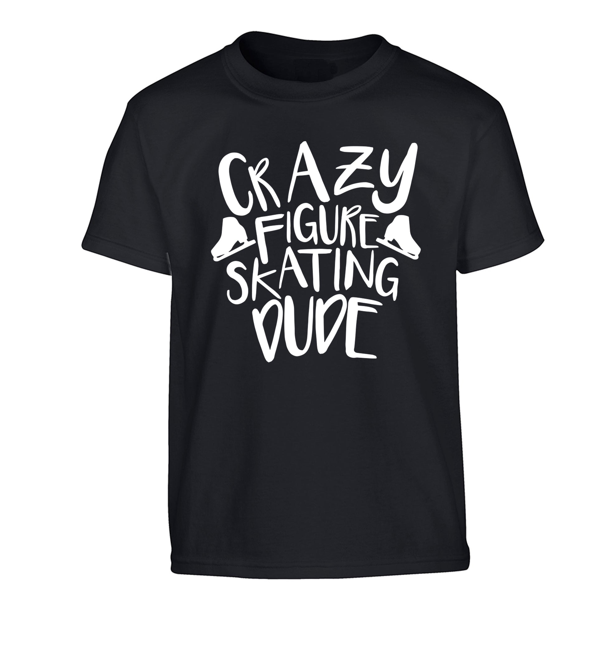 Crazy figure skating dude Children's black Tshirt 12-14 Years