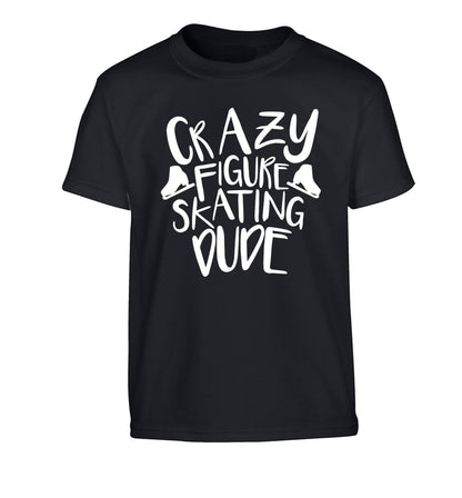 Crazy figure skating dude Children's black Tshirt 12-14 Years