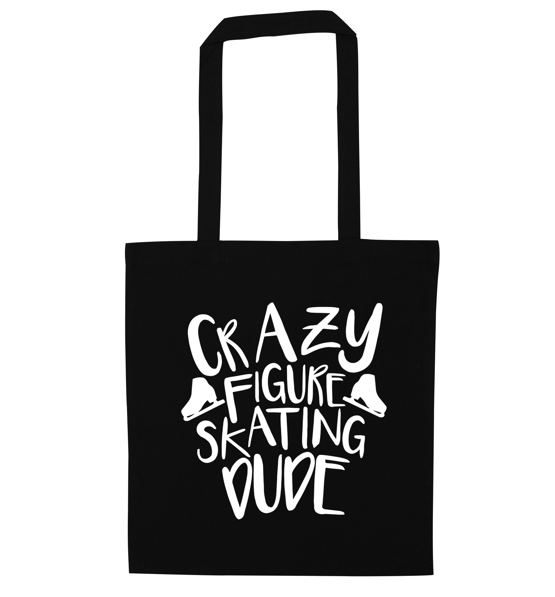 Crazy figure skating dude black tote bag