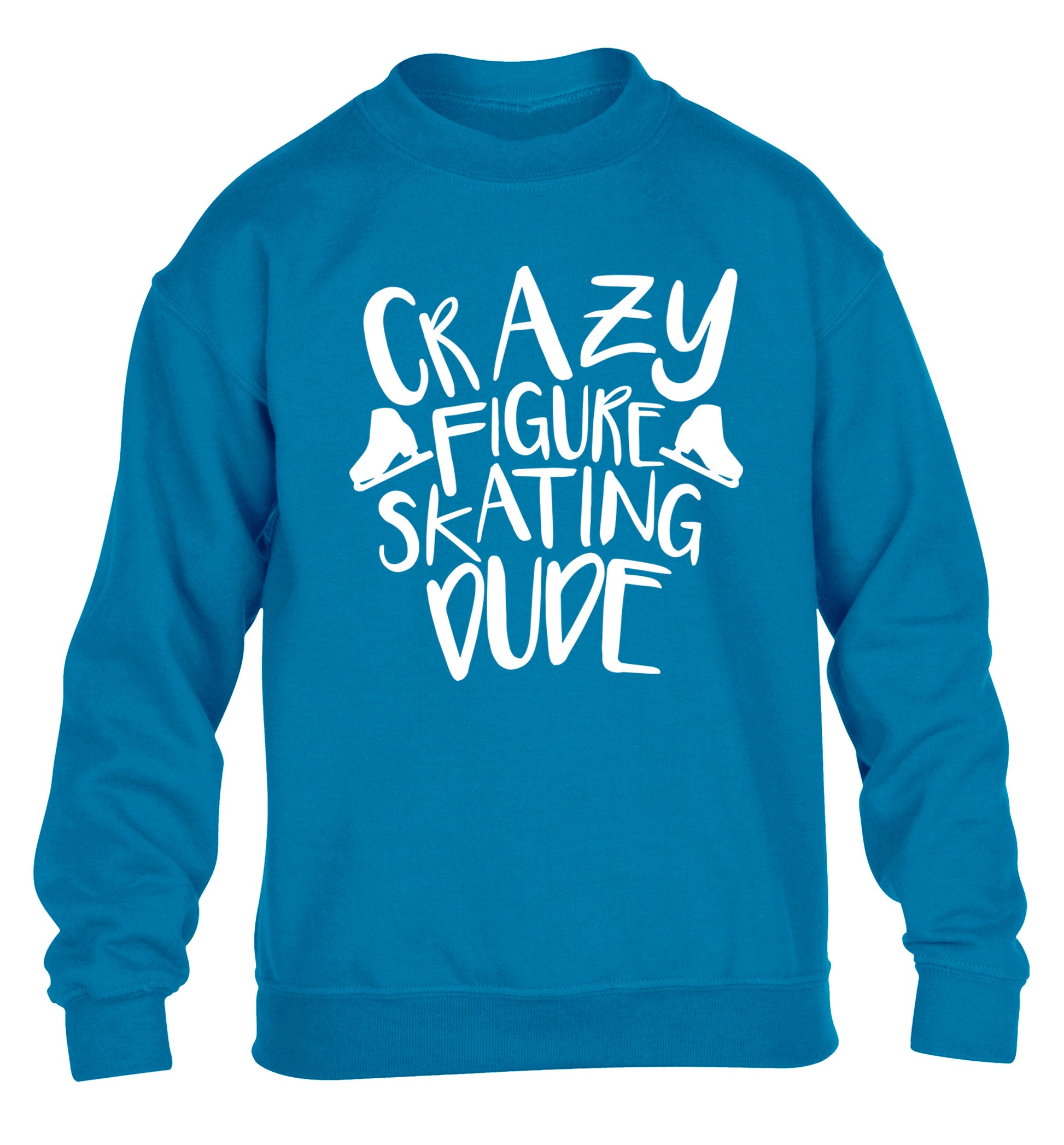 Crazy figure skating dude children's blue sweater 12-14 Years