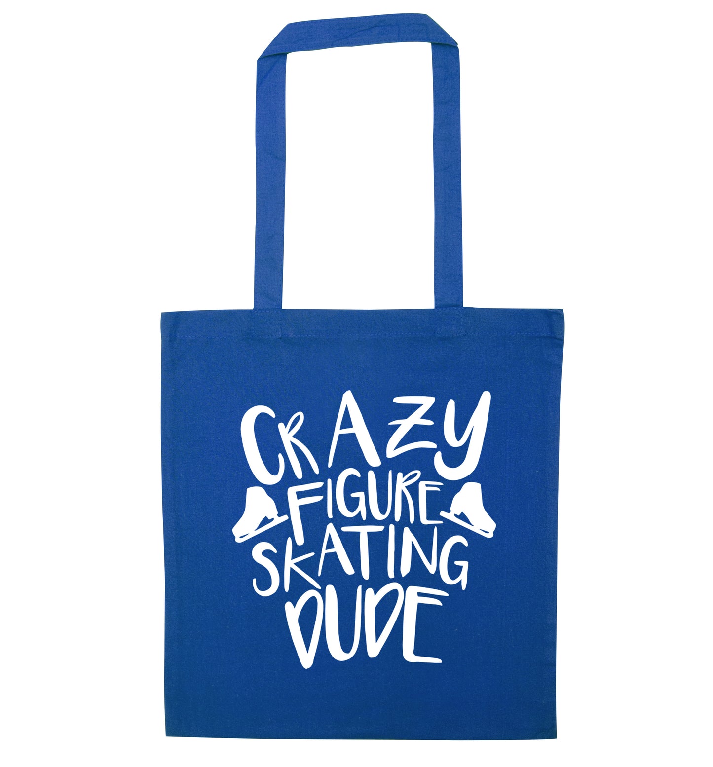 Crazy figure skating dude blue tote bag