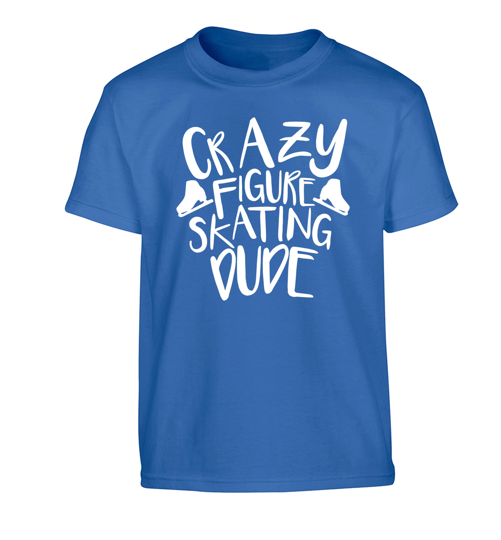 Crazy figure skating dude Children's blue Tshirt 12-14 Years