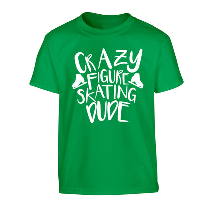 Crazy figure skating dude Children's green Tshirt 12-14 Years