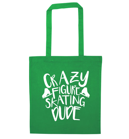 Crazy figure skating dude green tote bag