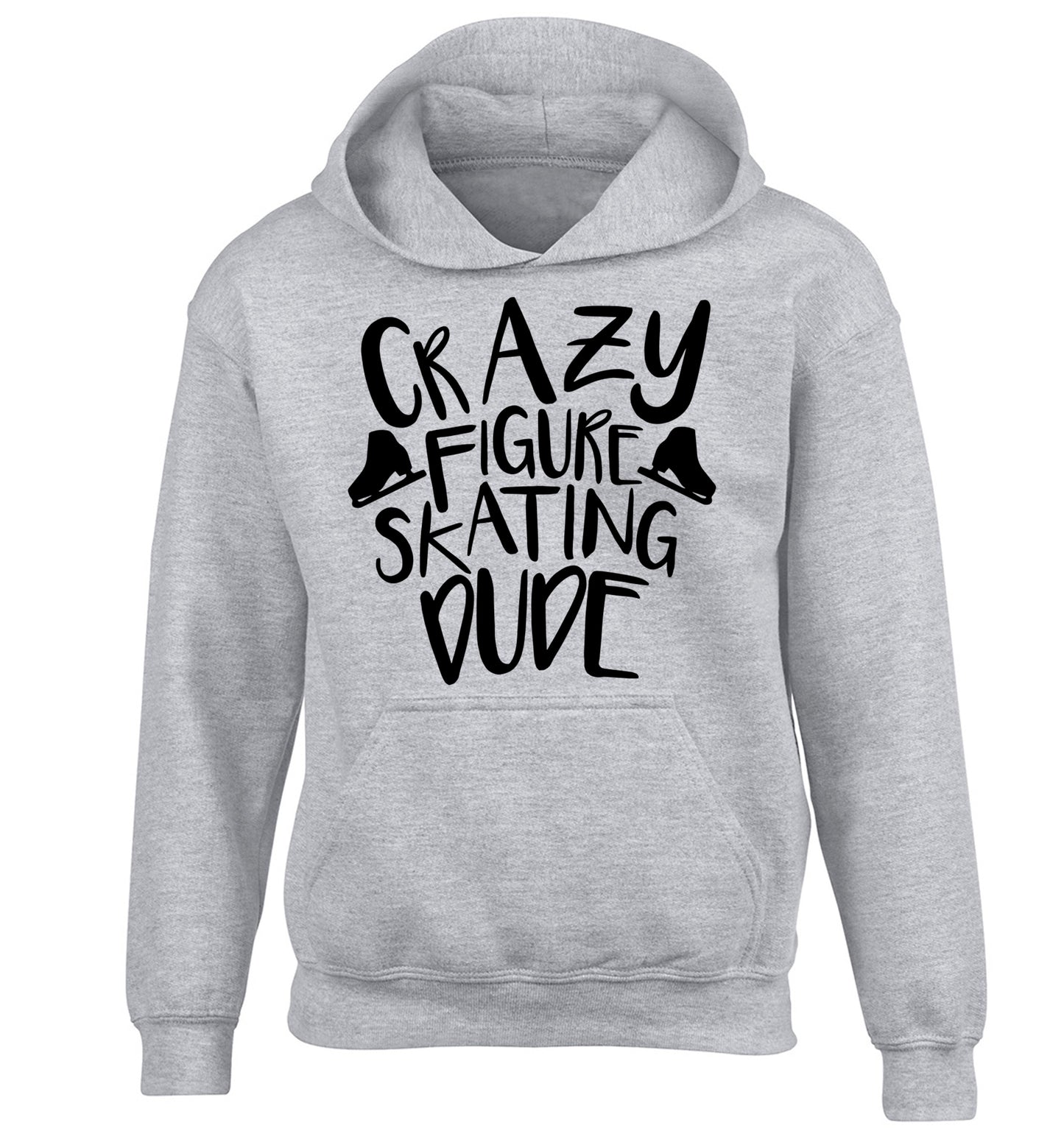Crazy figure skating dude children's grey hoodie 12-14 Years