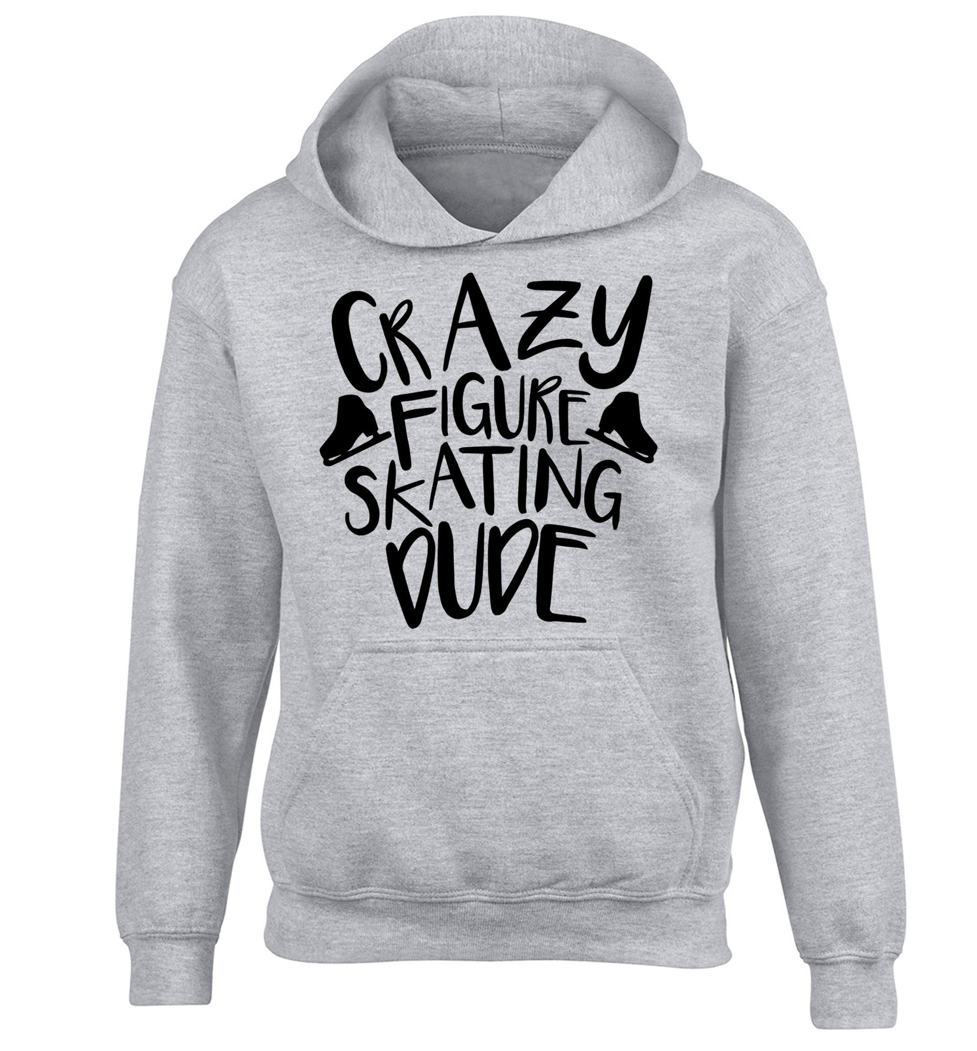 Crazy figure skating dude children's grey hoodie 12-14 Years