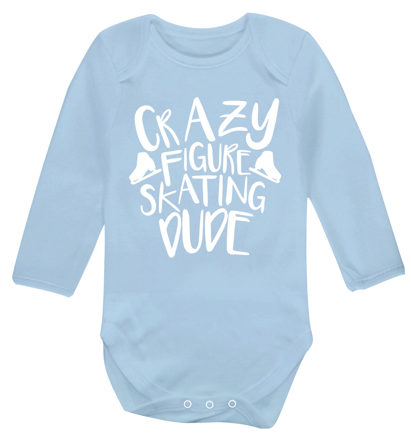 Crazy figure skating dude Baby Vest long sleeved pale blue 6-12 months