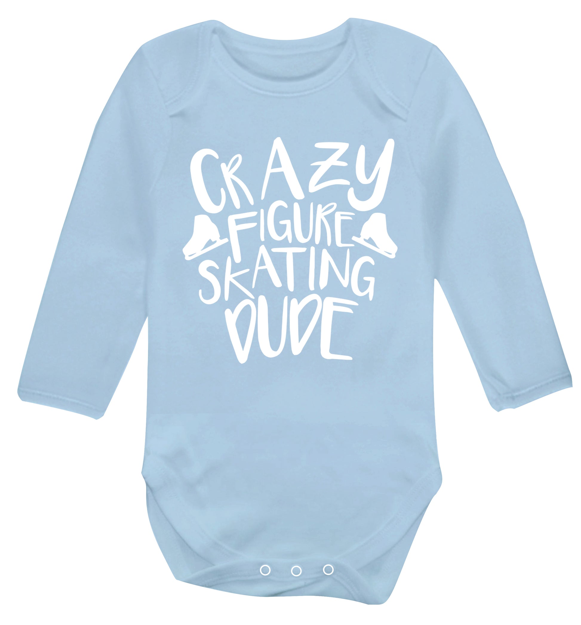 Crazy figure skating dude Baby Vest long sleeved pale blue 6-12 months
