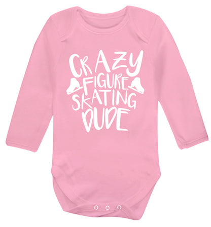 Crazy figure skating dude Baby Vest long sleeved pale pink 6-12 months