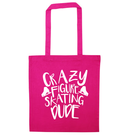 Crazy figure skating dude pink tote bag