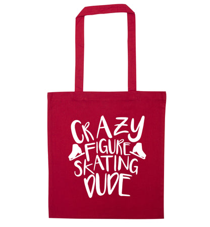 Crazy figure skating dude red tote bag