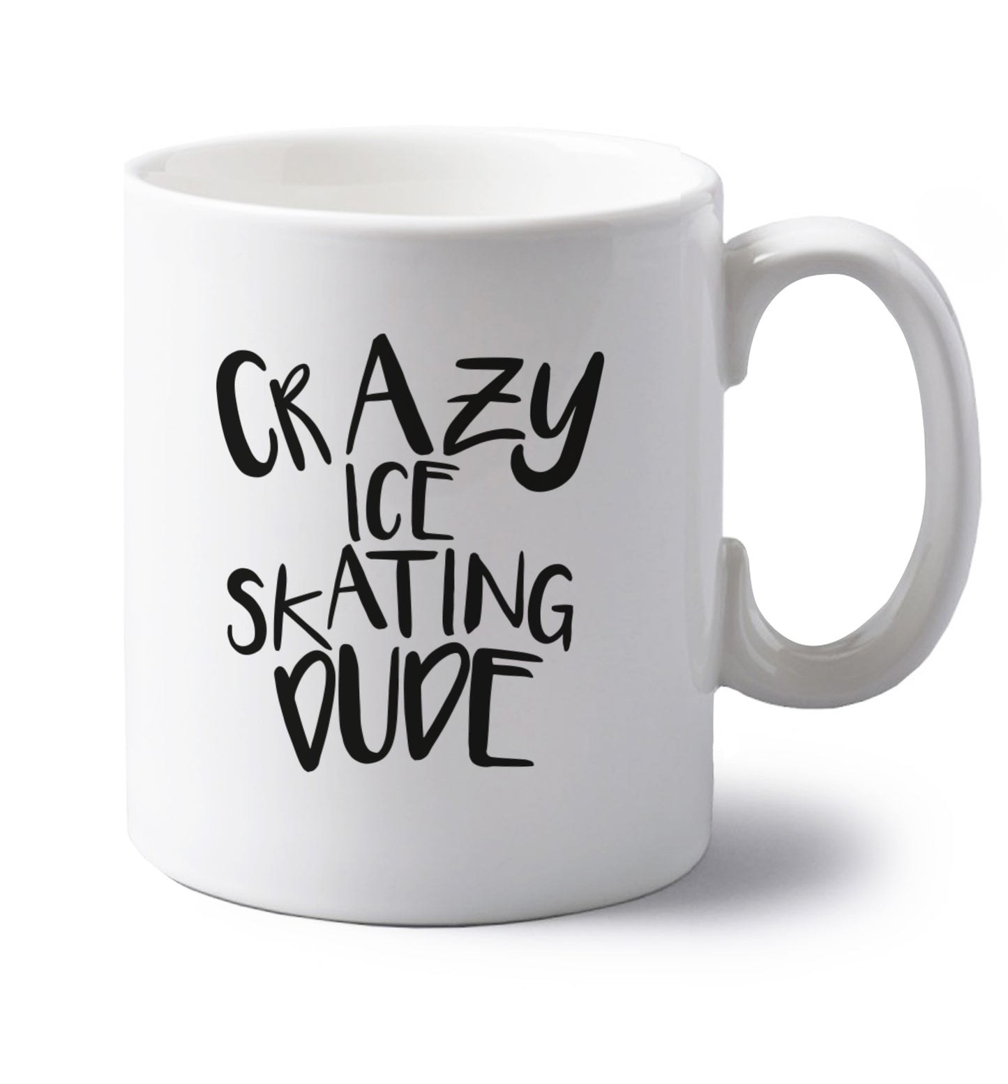 Crazy figure skating dude left handed white ceramic mug 