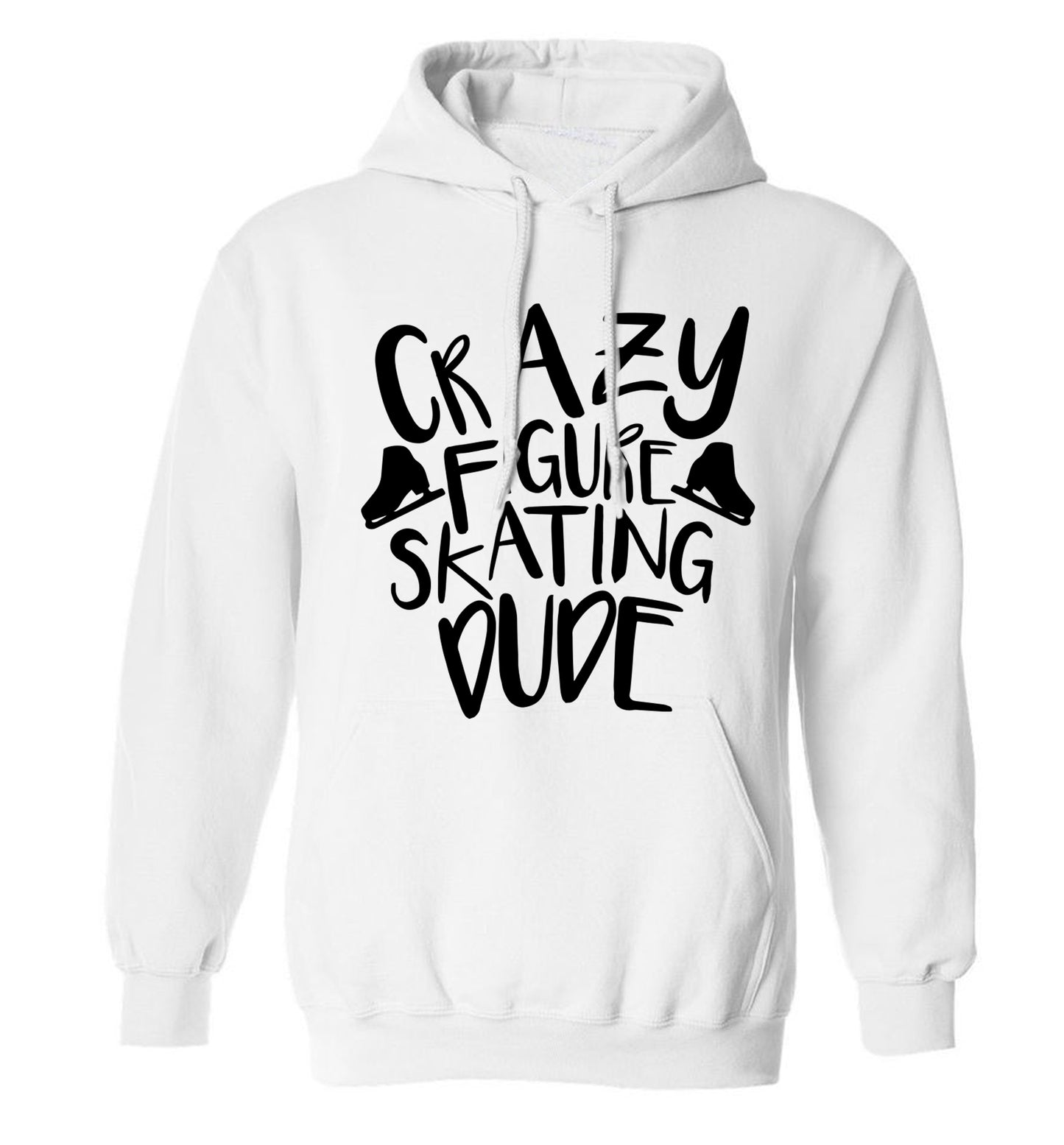Crazy figure skating dude adults unisexwhite hoodie 2XL