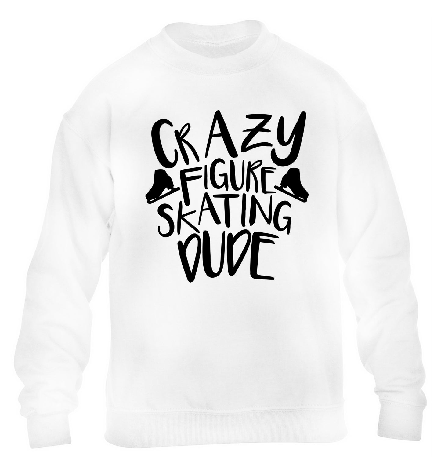 Crazy figure skating dude children's white sweater 12-14 Years