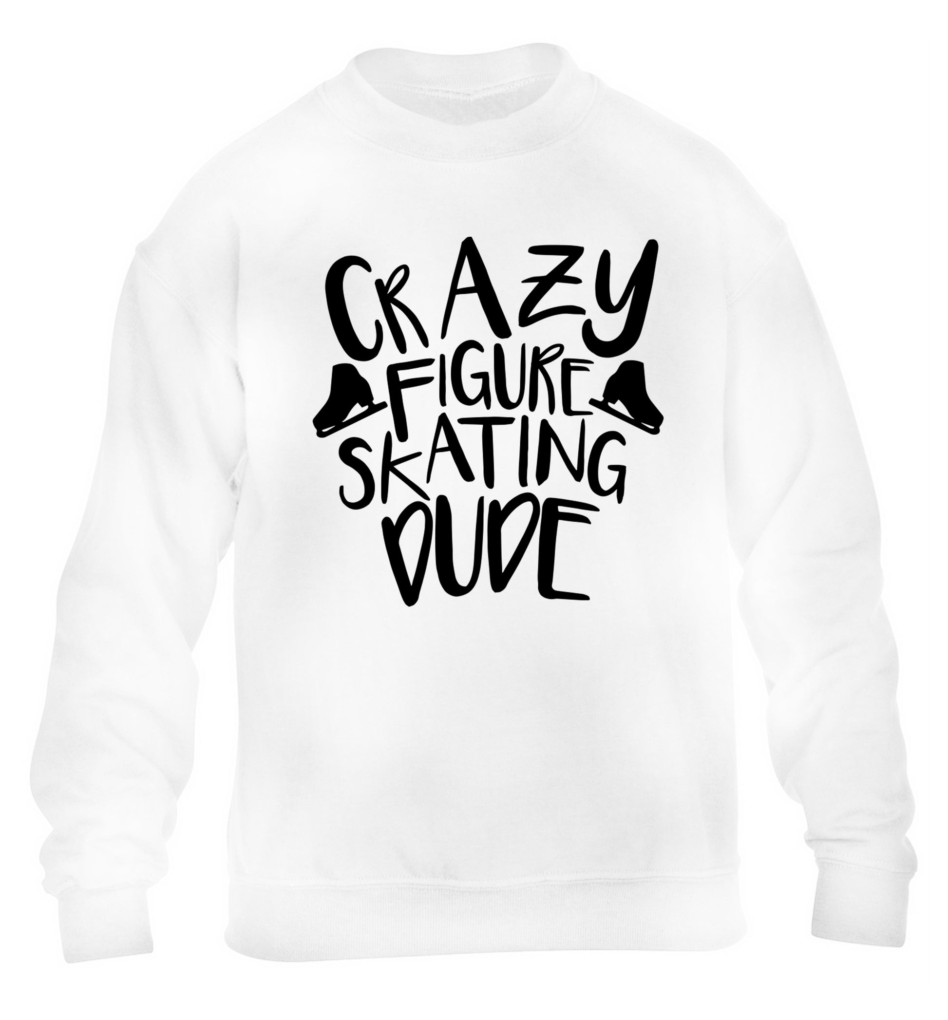 Crazy figure skating dude children's white sweater 12-14 Years
