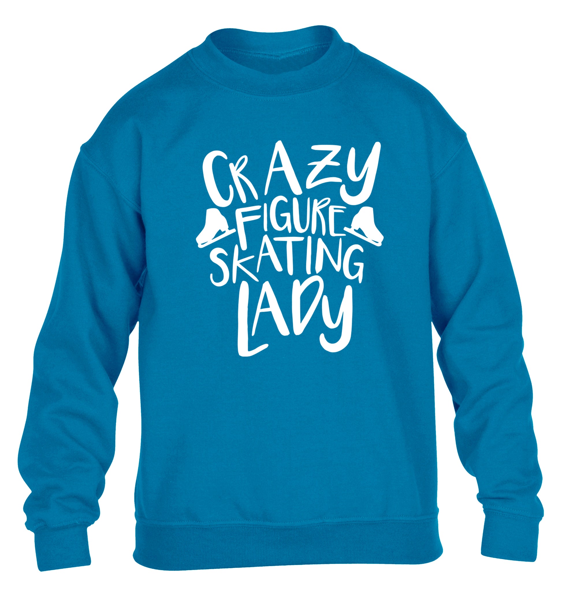 Crazy figure skating lady children's blue sweater 12-14 Years