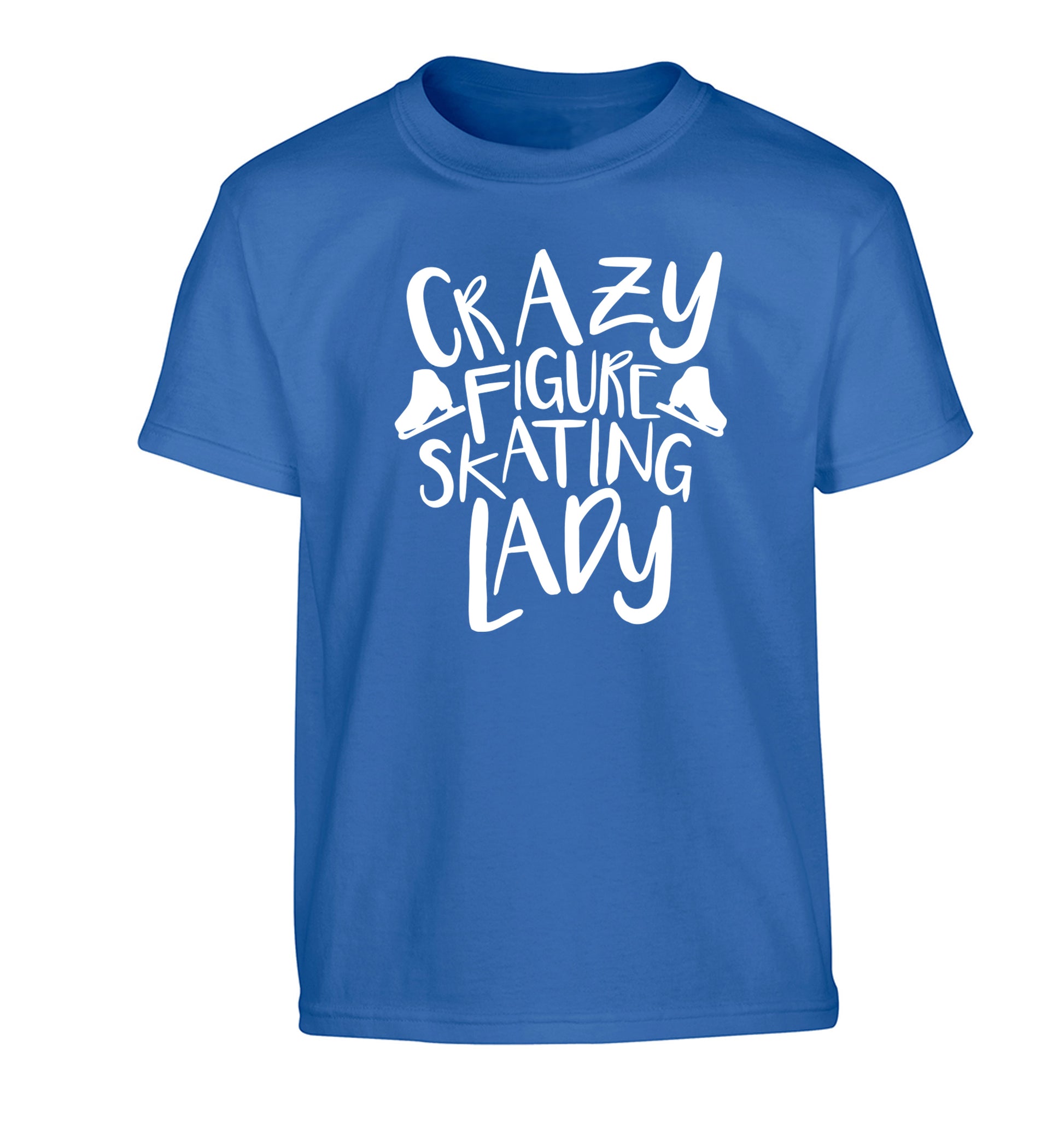 Crazy figure skating lady Children's blue Tshirt 12-14 Years