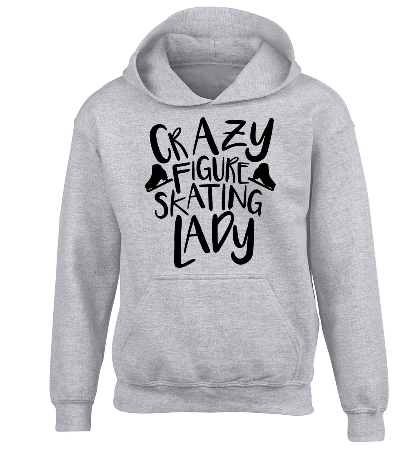 Crazy figure skating lady children's grey hoodie 12-14 Years