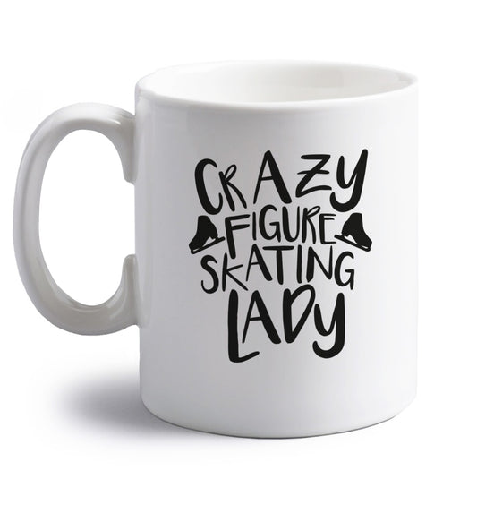 Crazy figure skating lady right handed white ceramic mug 