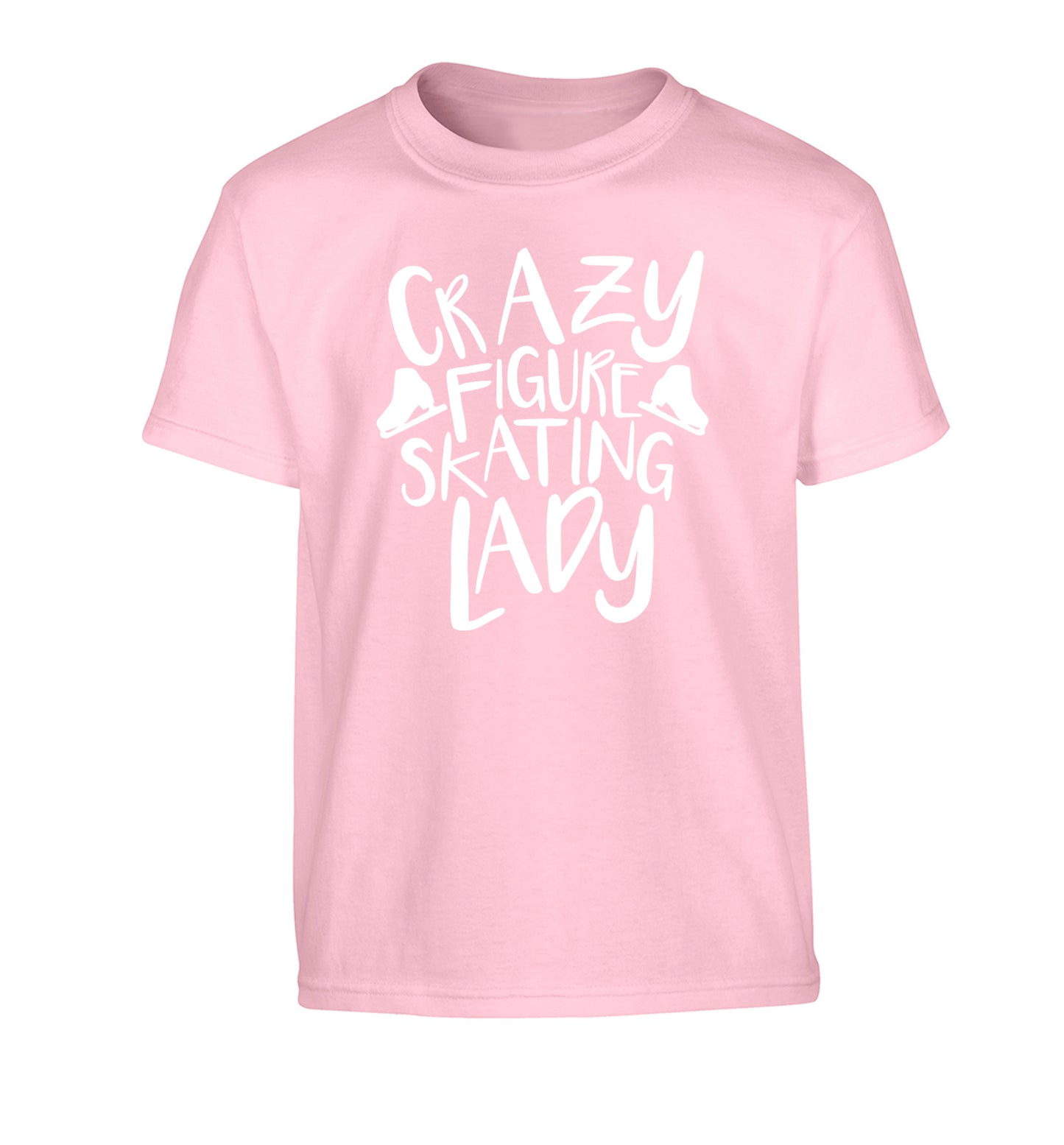 Crazy figure skating lady Children's light pink Tshirt 12-14 Years