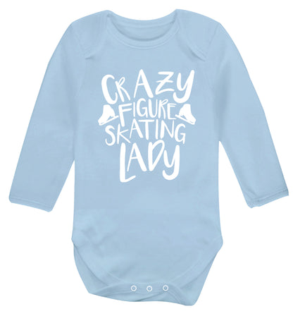 Crazy figure skating lady Baby Vest long sleeved pale blue 6-12 months