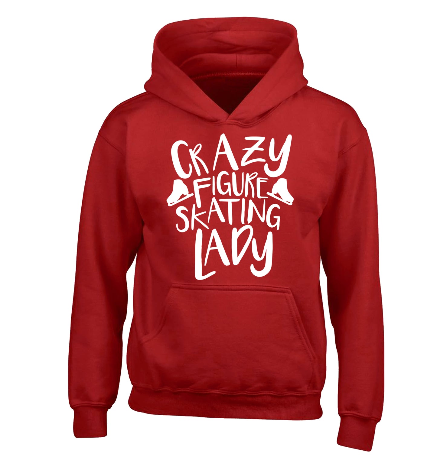 Crazy figure skating lady children's red hoodie 12-14 Years