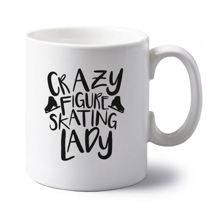 Crazy figure skating lady left handed white ceramic mug 