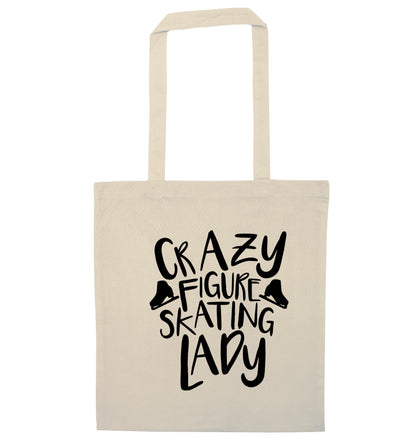 Crazy figure skating lady natural tote bag