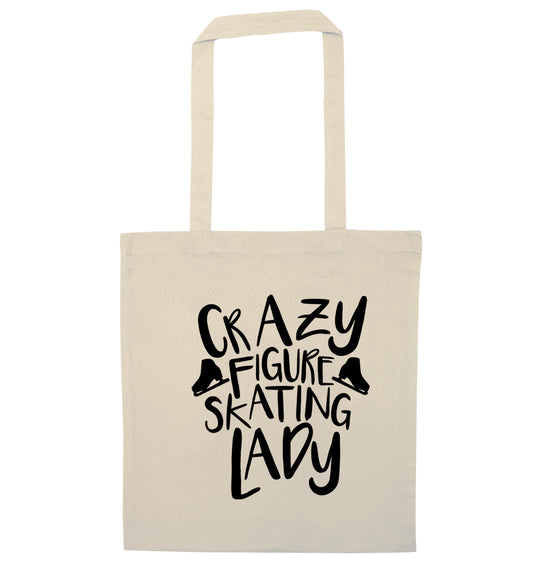 Crazy figure skating lady natural tote bag