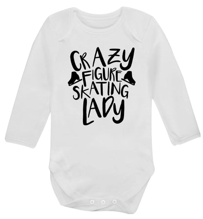 Crazy figure skating lady Baby Vest long sleeved white 6-12 months