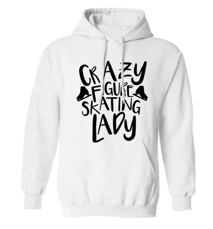 Crazy figure skating lady adults unisexwhite hoodie 2XL