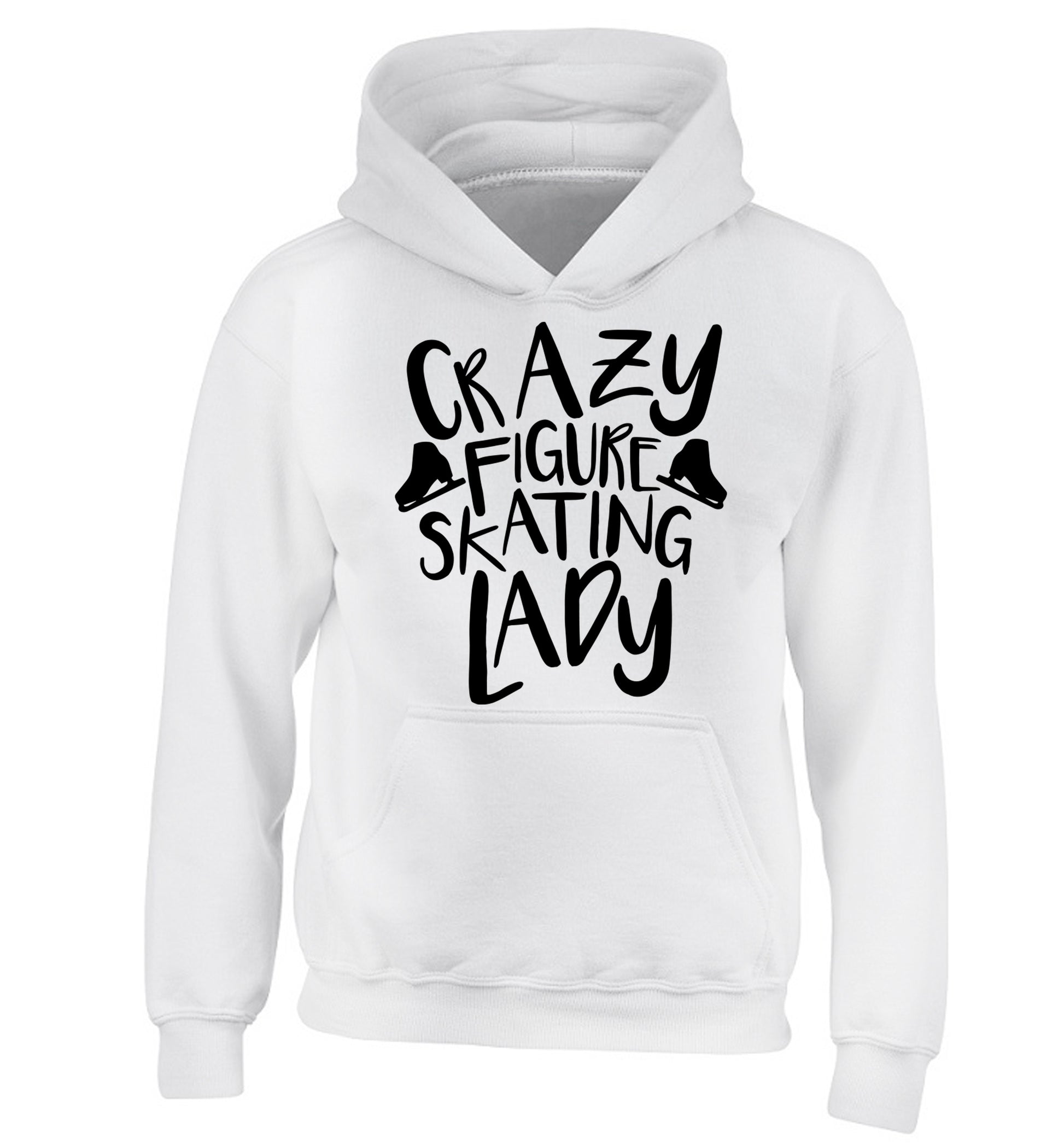 Crazy figure skating lady children's white hoodie 12-14 Years
