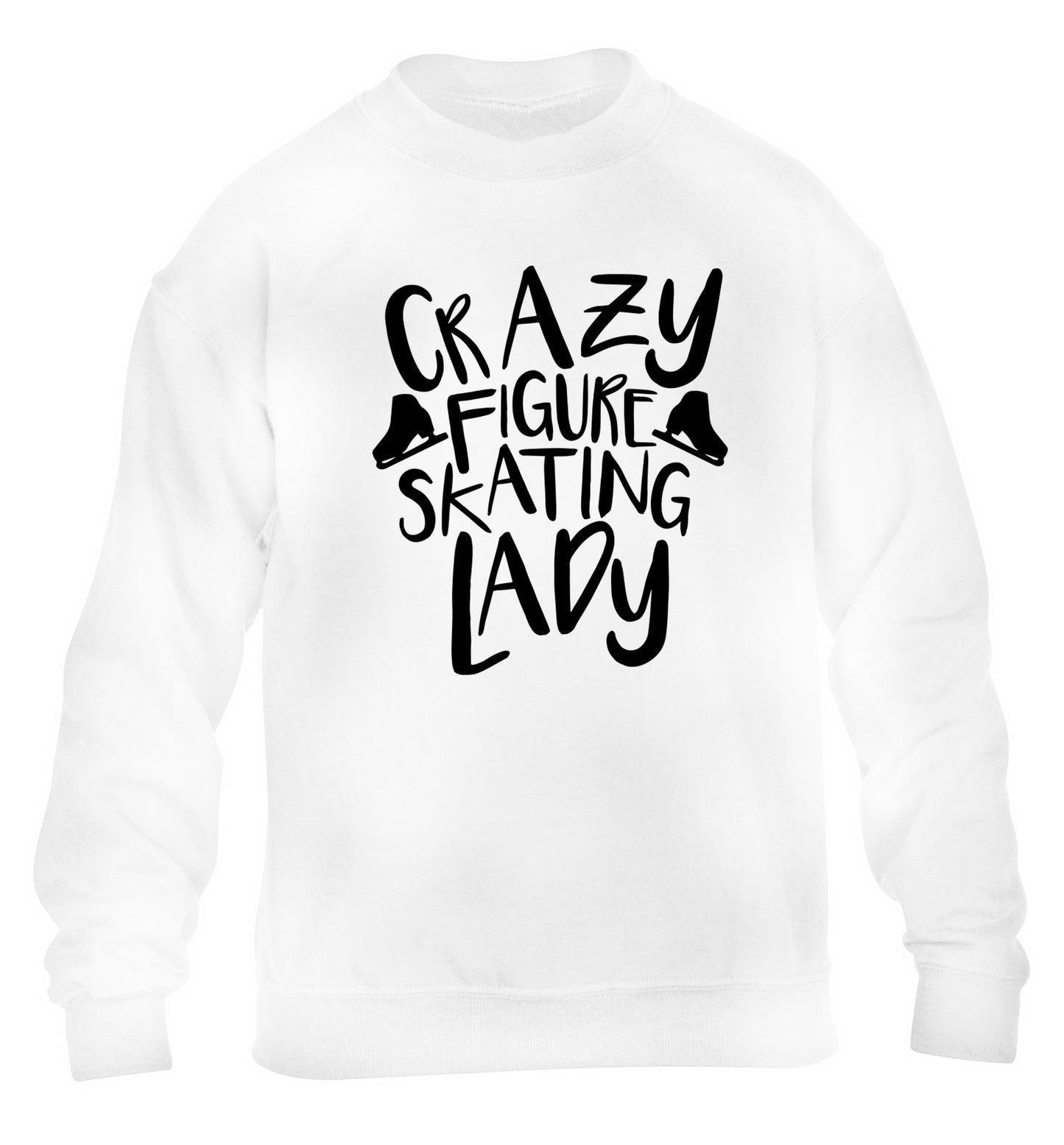Crazy figure skating lady children's white sweater 12-14 Years