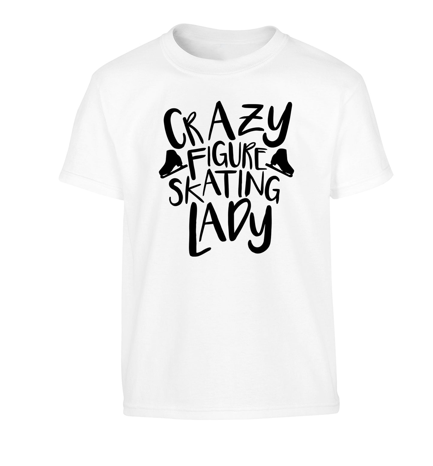 Crazy figure skating lady Children's white Tshirt 12-14 Years