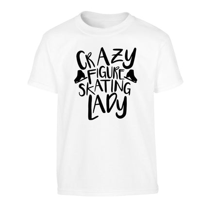 Crazy figure skating lady Children's white Tshirt 12-14 Years