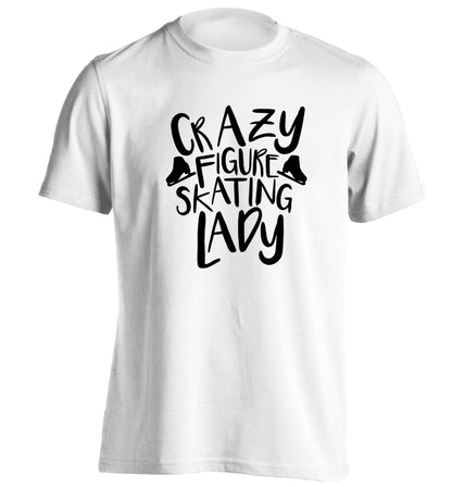 Crazy figure skating lady adults unisexwhite Tshirt 2XL