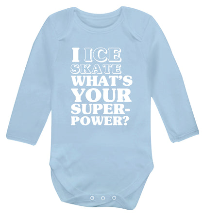 I ice skate what's your superpower? Baby Vest long sleeved pale blue 6-12 months