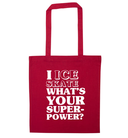 I ice skate what's your superpower? red tote bag