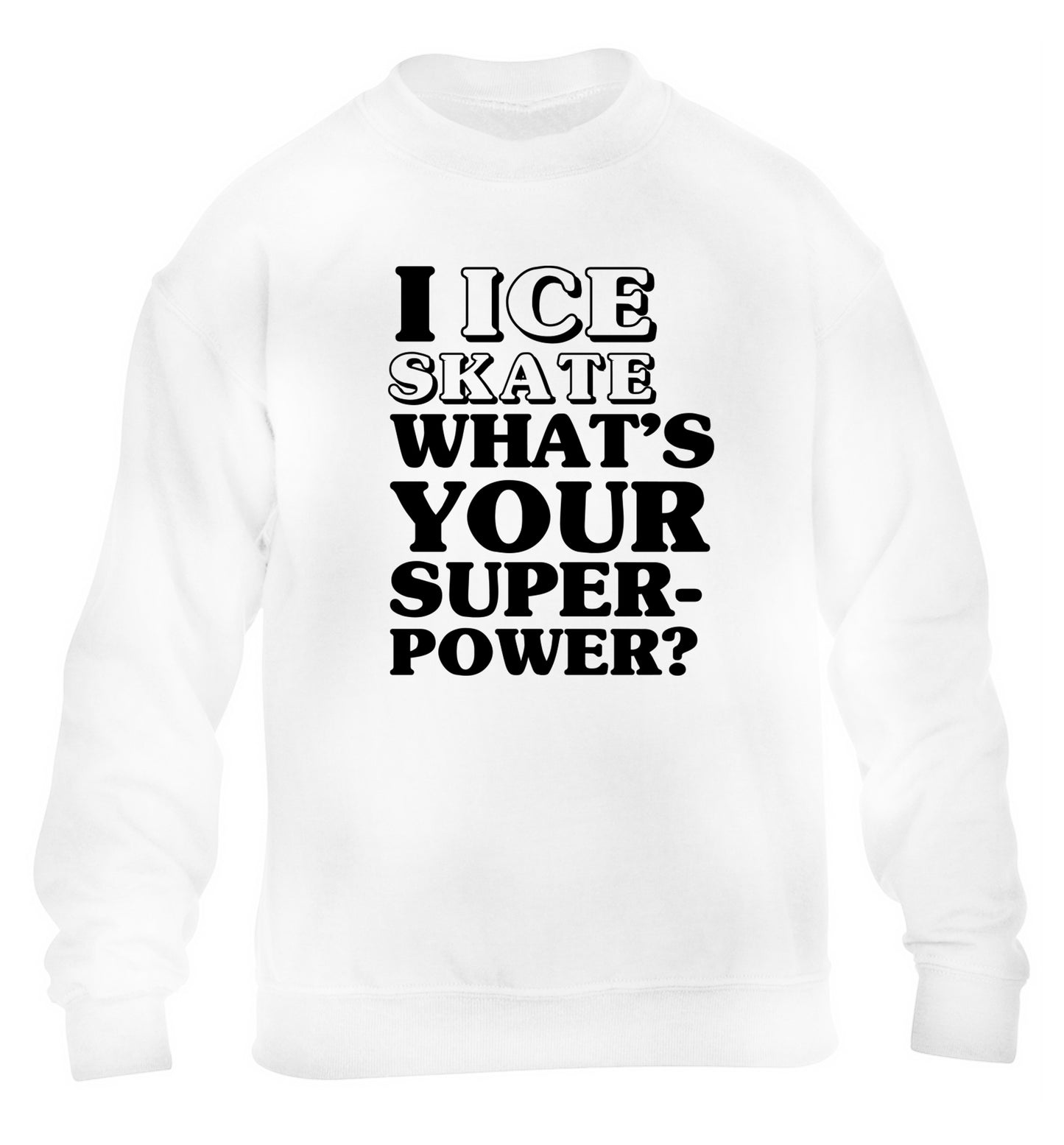 I ice skate what's your superpower? left handed white ceramic mug 
